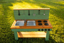 Load image into Gallery viewer, Painted Simple kitchen with backsplash & shelf (Left Sinks)
