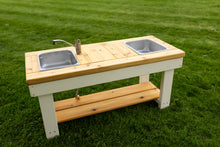 Load image into Gallery viewer, Centered Painted Simple Mud Kitchen (with shelf)