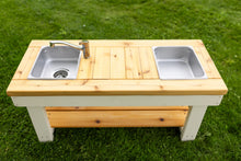 Load image into Gallery viewer, Centered Painted Simple Mud Kitchen (with shelf)