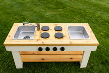 Load image into Gallery viewer, Centered Painted Simple Mud Kitchen (with shelf)