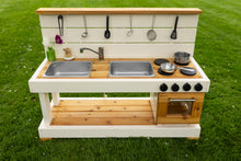 Load image into Gallery viewer, Fancy Painted Mud Kitchen with Oven (Left Sinks)
