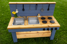 Load image into Gallery viewer, Painted Simple kitchen with backsplash & shelf (Left Sinks)