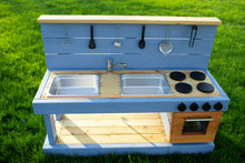 Load image into Gallery viewer, Fancy Painted Mud Kitchen with Oven (Left Sinks)