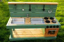 Load image into Gallery viewer, Fancy Painted Mud Kitchen with Oven (Left Sinks)