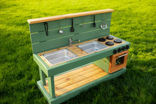 Load image into Gallery viewer, Fancy Painted Mud Kitchen with Oven (Left Sinks)