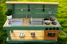 Load image into Gallery viewer, Fancy Painted Mud Kitchen with Oven (Left Sinks)