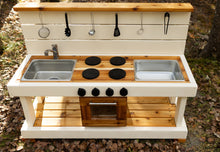 Load image into Gallery viewer, Centered Oven Painted Mud Kitchen and Working Sink
